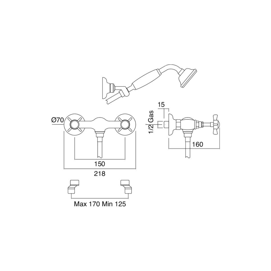 مجموعة دش بتصميم عتيق من النحاس صنع في إيطاليا – كاترينا Viadurini