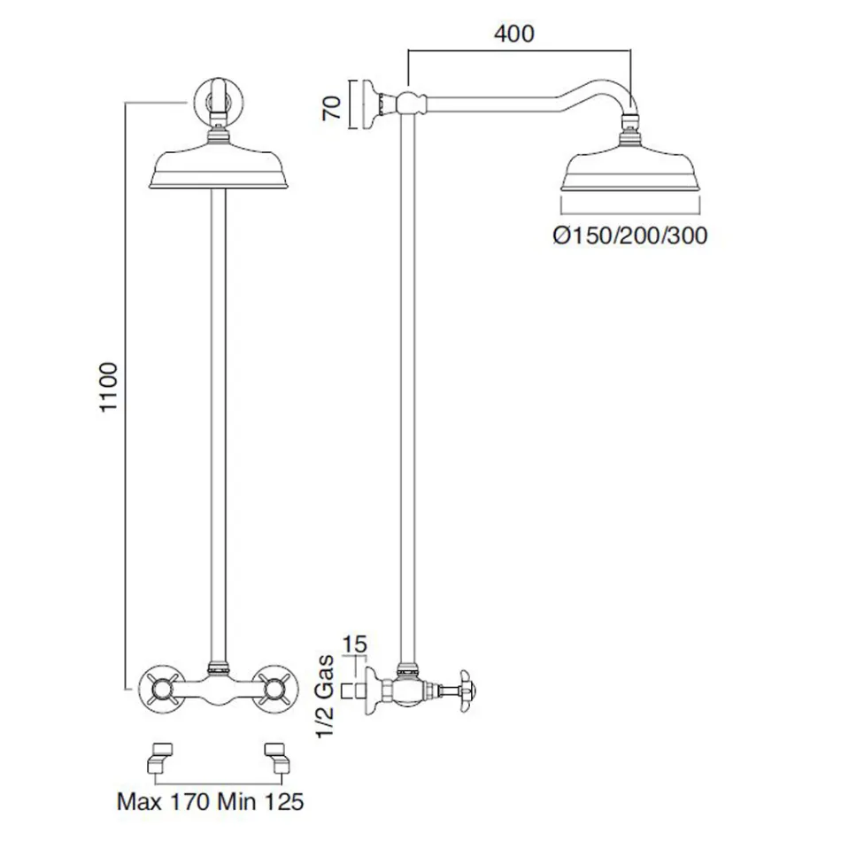 طقم رأس دش نحاسي مصنوع يدويًا بتصميم كلاسيكي - ميريانو Viadurini
