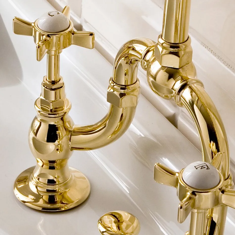 مجموعة حوض جسر بتصميم عتيق من النحاس صنع في إيطاليا – كاترينا Viadurini