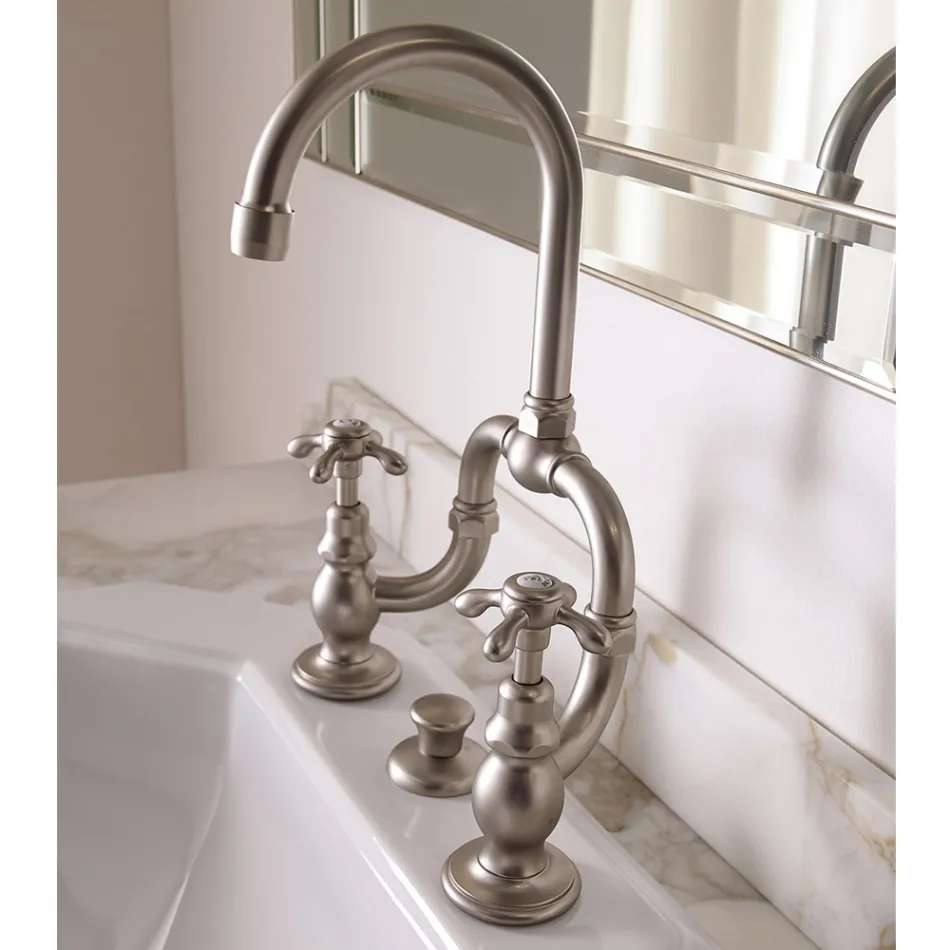 مجموعة خلاط عتيقة لحوض الجسر من النحاس صنع في إيطاليا - كلاريسا Viadurini