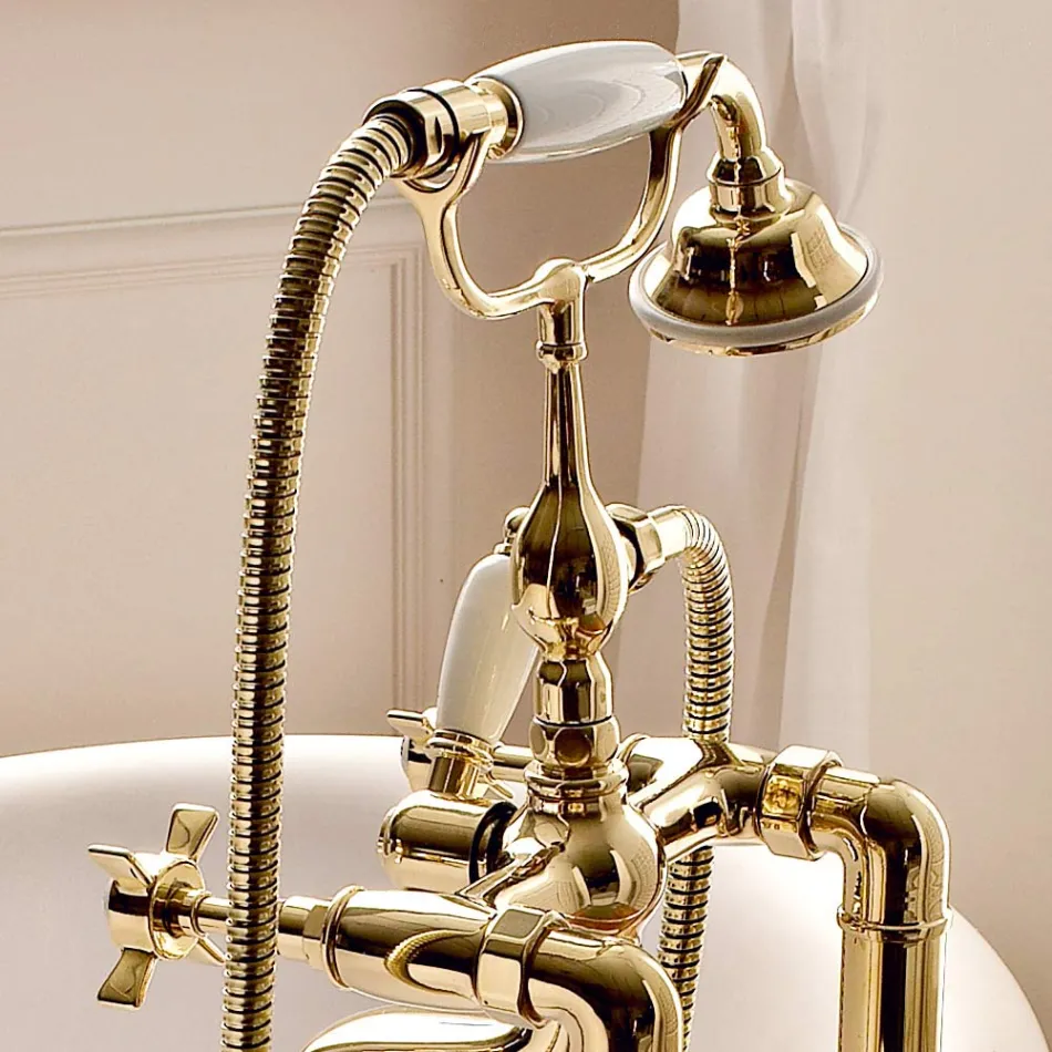 مجموعة أحواض استحمام أرضية بتصميم عتيق من النحاس، صنع في إيطاليا - كاترينا Viadurini