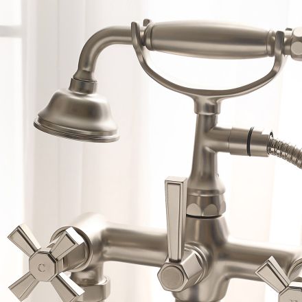 مجموعة حوض استحمام أرضية من النحاس، صنع في إيطاليا، طراز عتيق - سيلفانا Viadurini