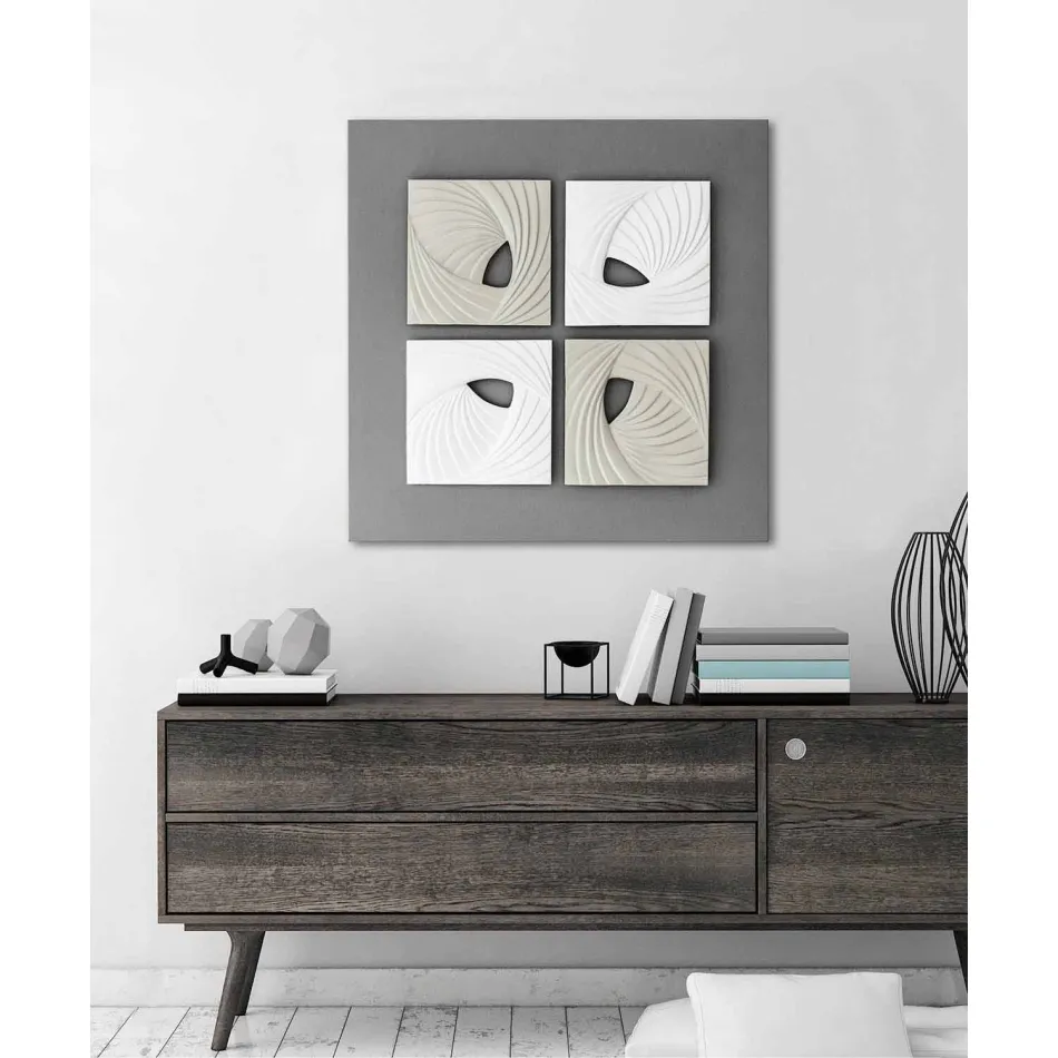 تركيب جداري ديكوري حديث باللونين الأبيض والرمادي - بوسي Viadurini