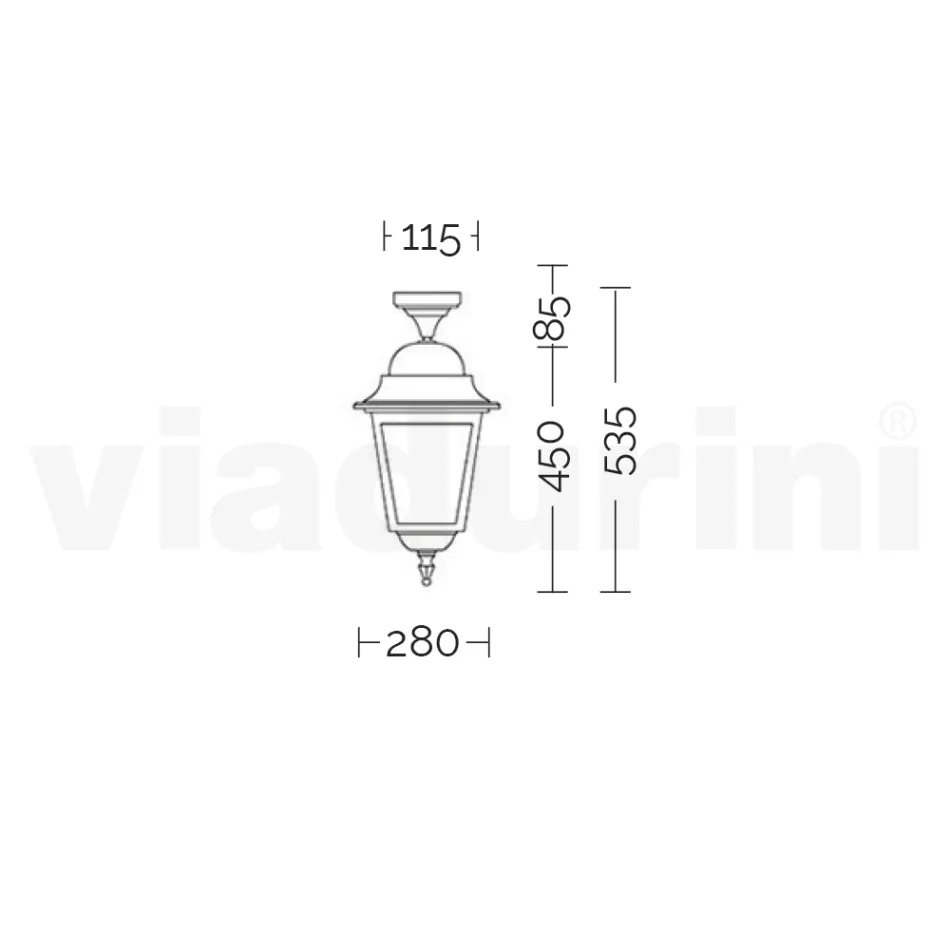 مصباح سقف خارجي من الألومنيوم والزجاج المصقول بالرمل - ألكيميست Viadurini