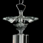 مصباح معلق بثلاثة مصابيح من الزجاج والكريستال آيفي، صنع في إيطاليا Viadurini