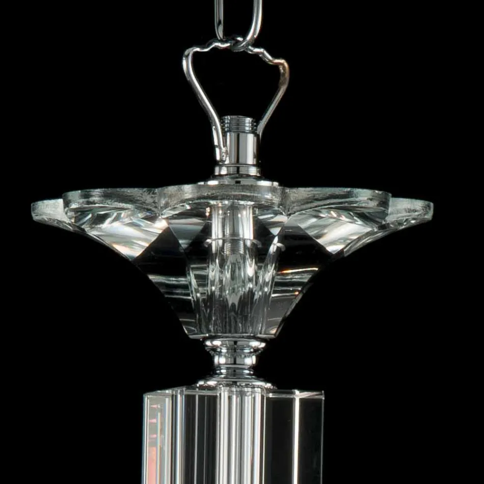 مصباح معلق بثلاثة مصابيح من الزجاج والكريستال آيفي، صنع في إيطاليا Viadurini