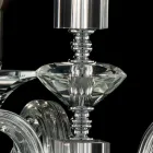 مصباح معلق بثلاثة مصابيح من الزجاج والكريستال آيفي، صنع في إيطاليا Viadurini