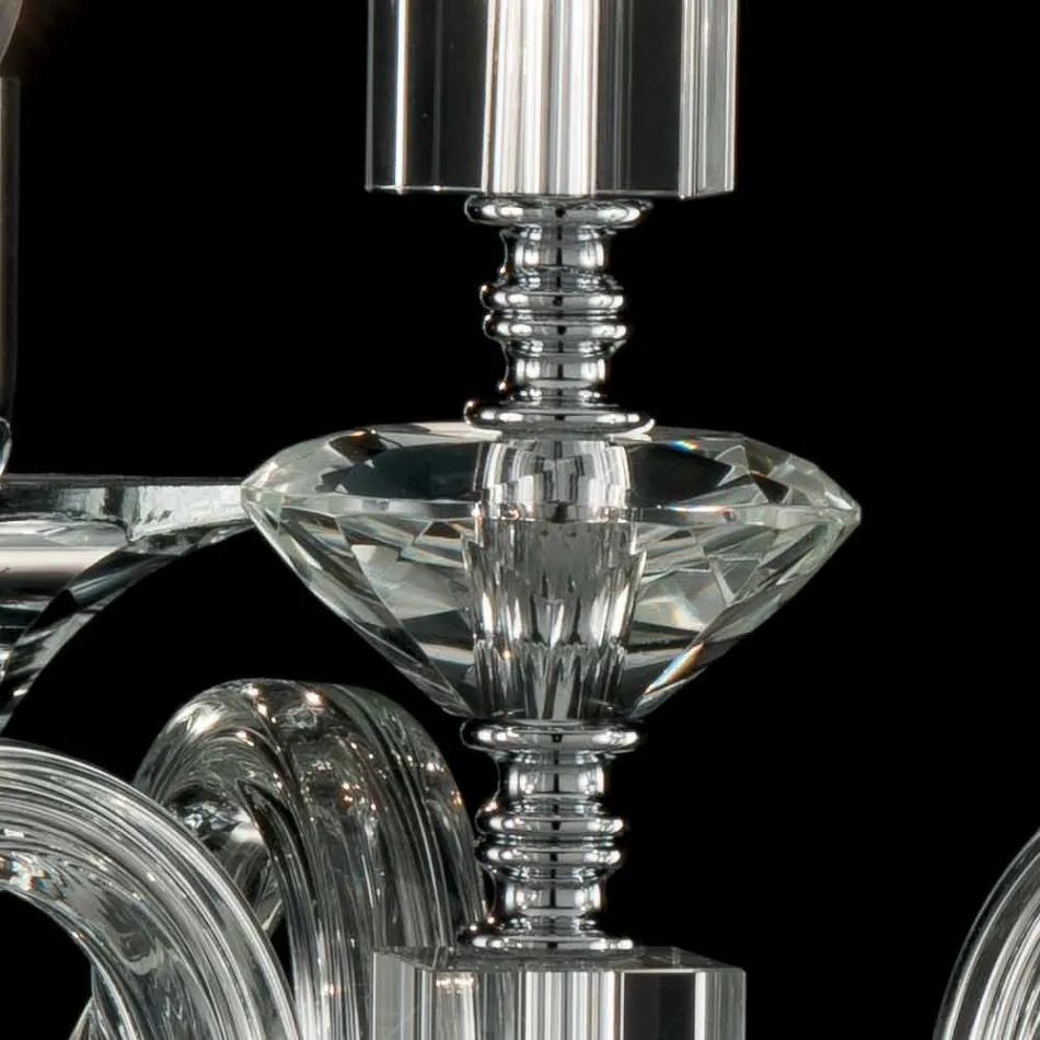 مصباح معلق بثلاثة مصابيح من الزجاج والكريستال آيفي، صنع في إيطاليا Viadurini