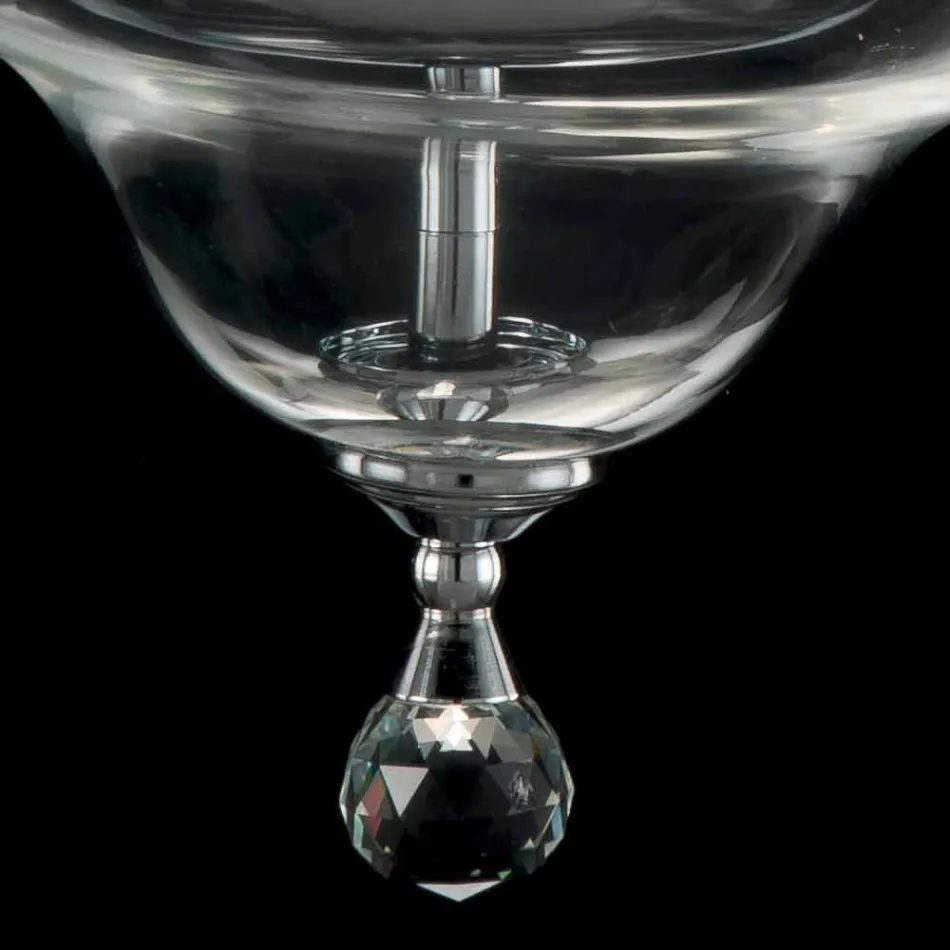 مصباح معلق بثلاثة مصابيح من الزجاج والكريستال آيفي، صنع في إيطاليا Viadurini