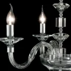 مصباح معلق بثلاثة مصابيح من الزجاج والكريستال آيفي، صنع في إيطاليا Viadurini