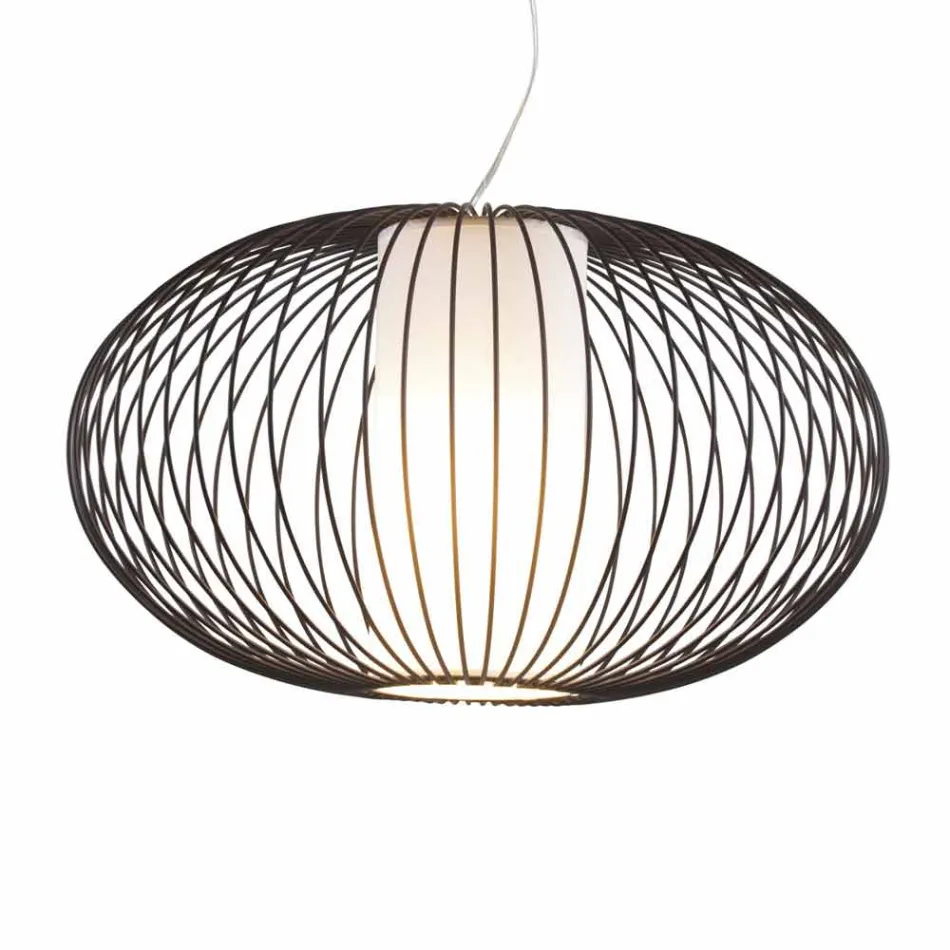 مصباح تعليق مطلي بالفولاذ، Ø90xh.53xl.cavo100cm، Gioia Viadurini