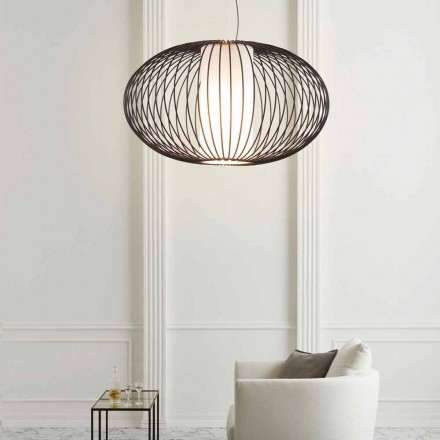 مصباح تعليق مطلي بالفولاذ، Ø90xh.53xl.cavo100cm، Gioia Viadurini