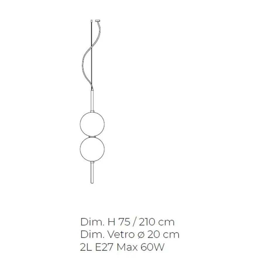 مصباح معلق مصنوع يدويًا من زجاج البندقية المنفوخ - جوبيتر Viadurini