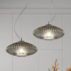 مصباح معلق من الزجاج المنفوخ يدويًا في البندقية - دافني Viadurini