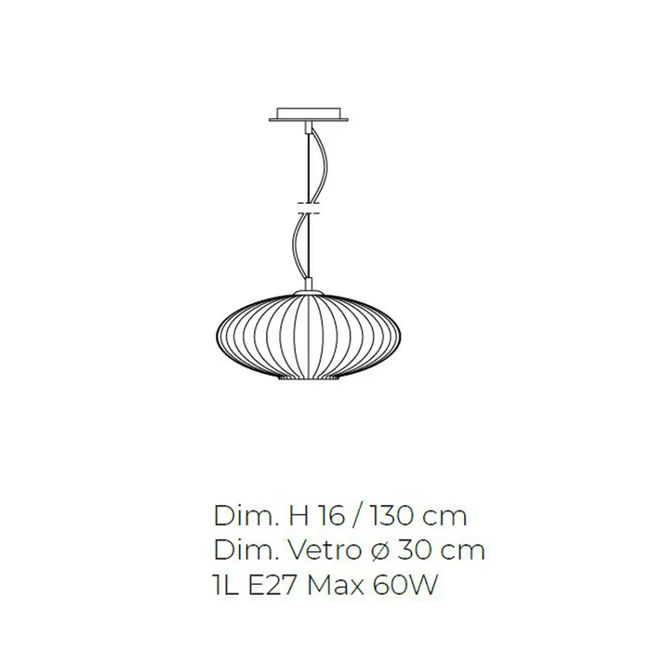مصباح معلق من الزجاج المنفوخ يدويًا في البندقية - دافني Viadurini