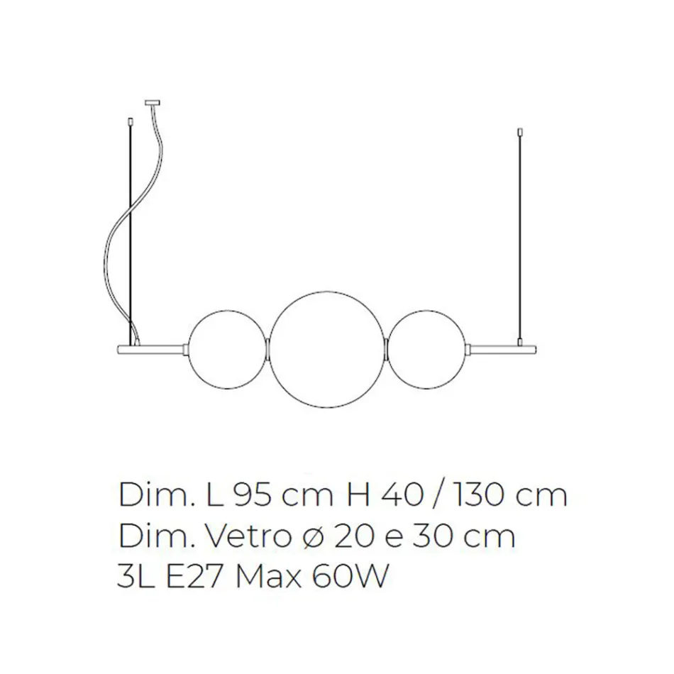 مصباح معلق مصنوع يدويًا من زجاج البندقية متعدد الطبقات - جوبيتر Viadurini