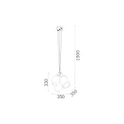 مصباح معلق بثلاثة مصابيح من المعدن والزجاج الخزفي، صنع في إيطاليا - سبيك Viadurini