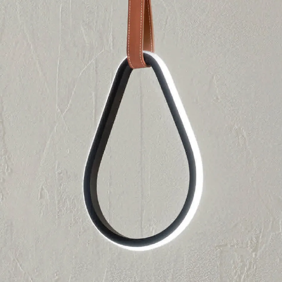 مصباح معلق بأشكال هندسية وتفاصيل من الجلد الصناعي - سايبريس Viadurini