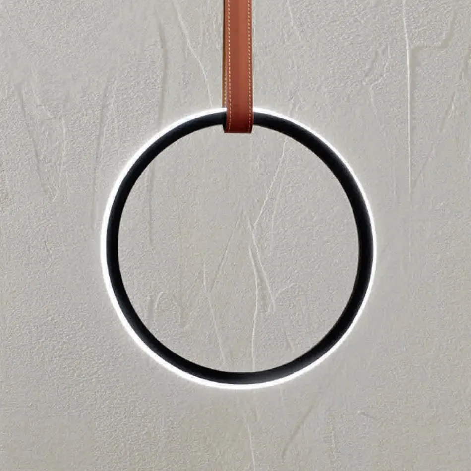 مصباح معلق بأشكال هندسية وتفاصيل من الجلد الصناعي - سايبريس Viadurini