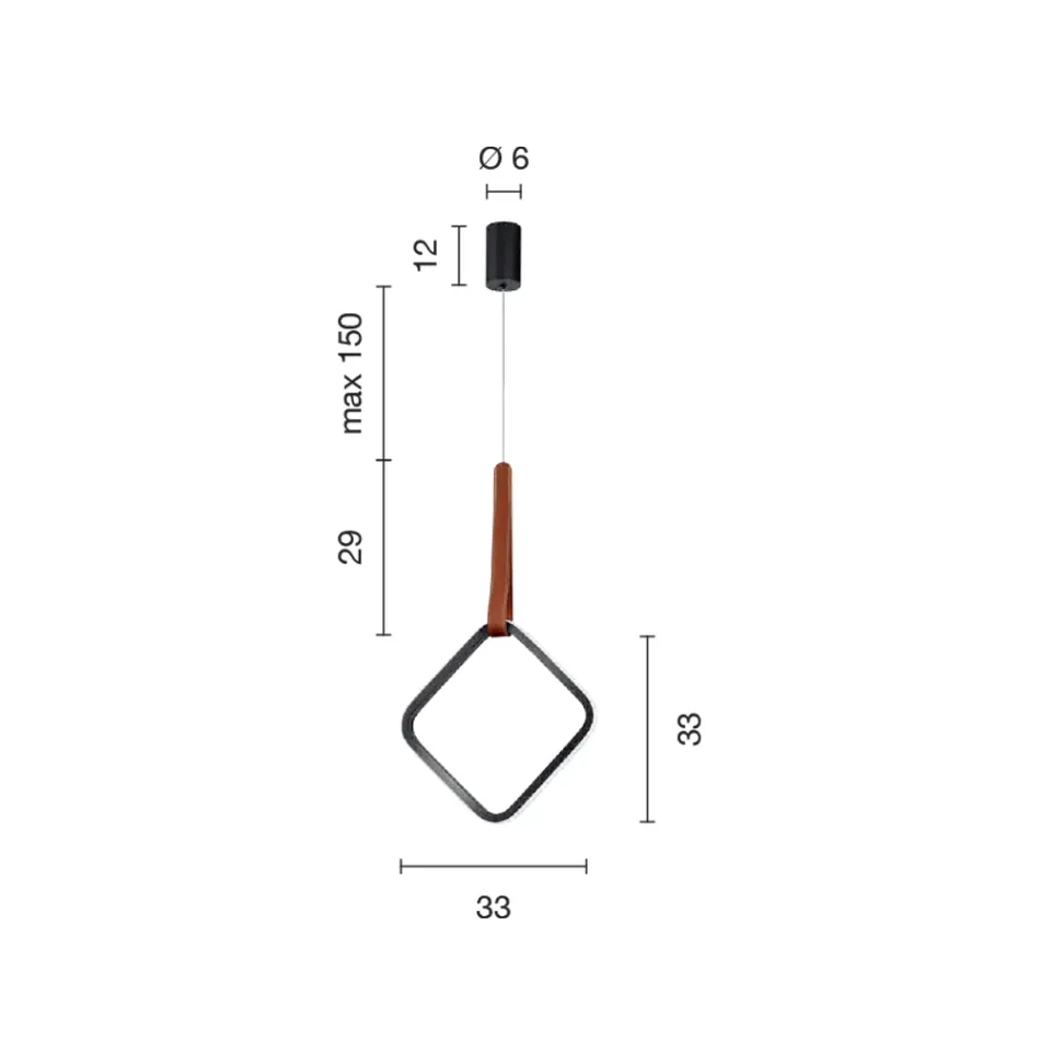 مصباح معلق بأشكال هندسية وتفاصيل من الجلد الصناعي - سايبريس Viadurini