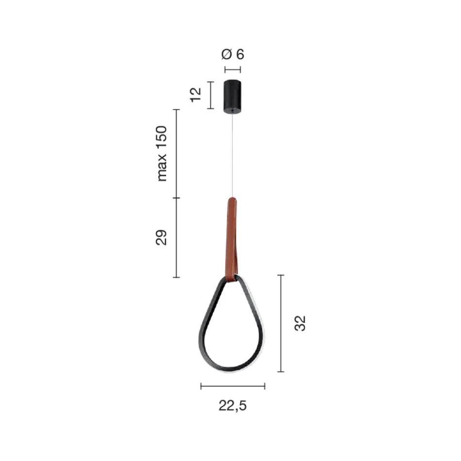 مصباح معلق بأشكال هندسية وتفاصيل من الجلد الصناعي - سايبريس Viadurini