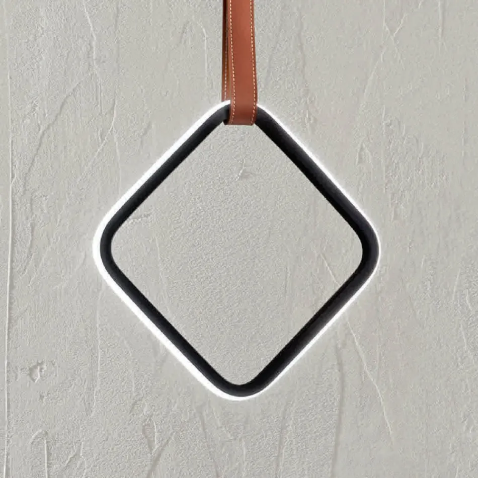 مصباح معلق بأشكال هندسية وتفاصيل من الجلد الصناعي - سايبريس Viadurini