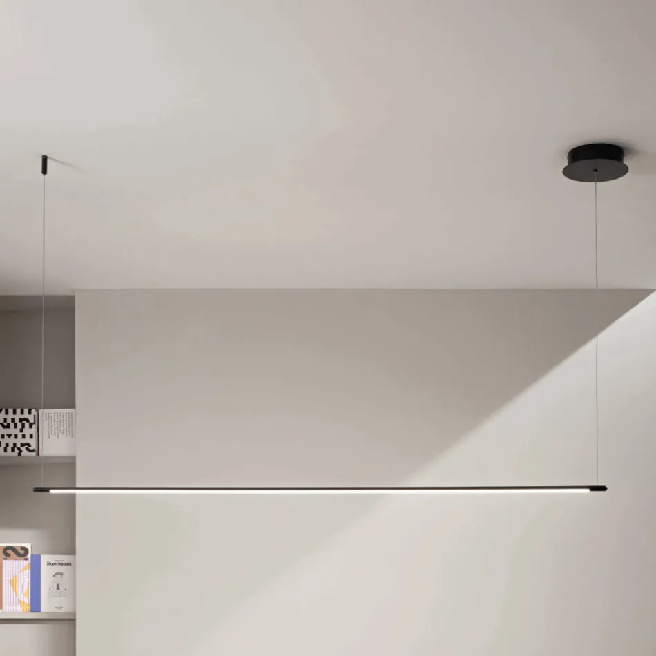 مصباح معلق بإضاءة LED وكابلات قابلة لتعديل الطول - برتقالي Viadurini