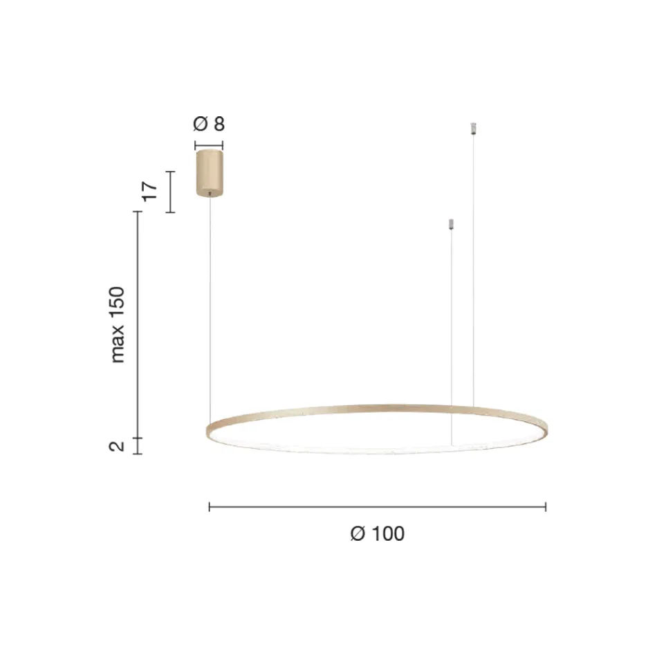 مصباح معلق بإضاءة LED دائرية أفقية من المعدن - لون التوت Viadurini