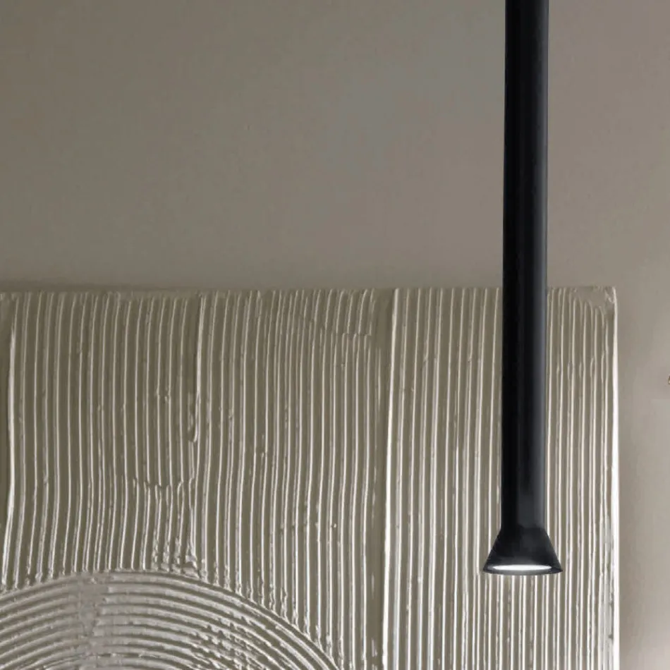 مصباح معلق بإطار معدني وكابلات قابلة للتعديل - خشب البتولا Viadurini