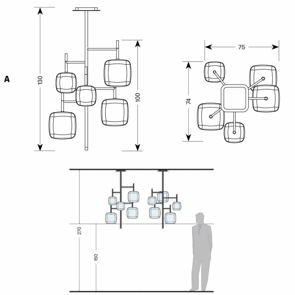 مصباح معلق بهيكل معدني لامع صنع في إيطاليا - دوناتينا Viadurini