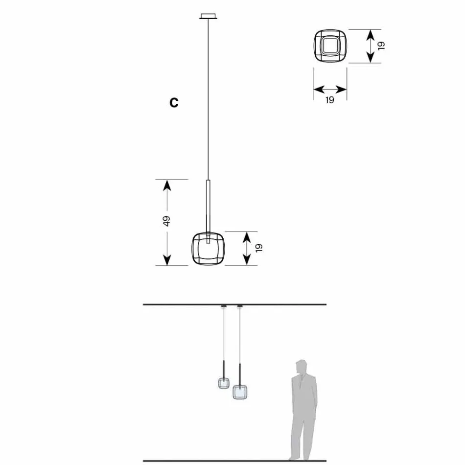 مصباح معلق بتصميم معدني لامع مصنوع في إيطاليا - دوناتينا Viadurini