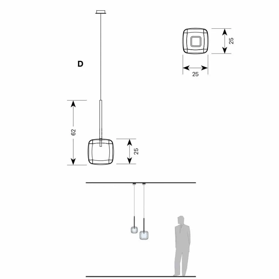 مصباح معلق بتصميم معدني لامع مصنوع في إيطاليا - دوناتينا Viadurini
