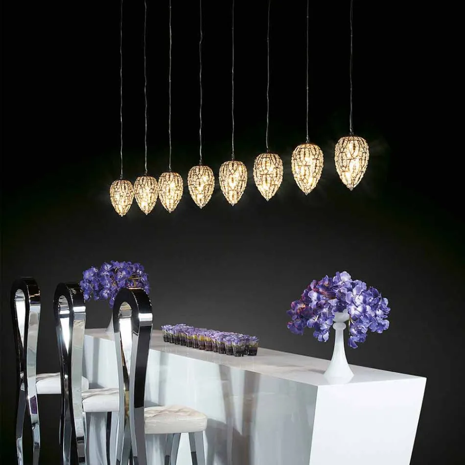 مصباح معلق من الزجاج والفولاذ على شكل بيضة بيضة Viadurini