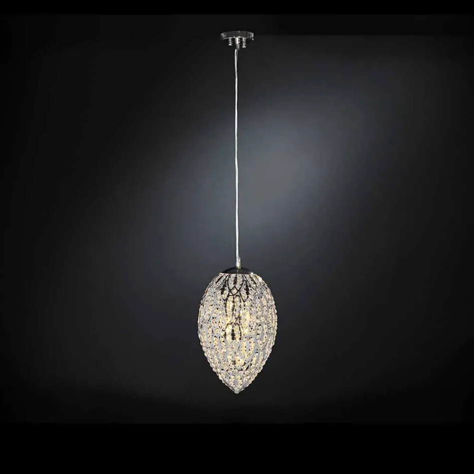 مصباح معلق من الزجاج والفولاذ على شكل بيضة بيضة Viadurini