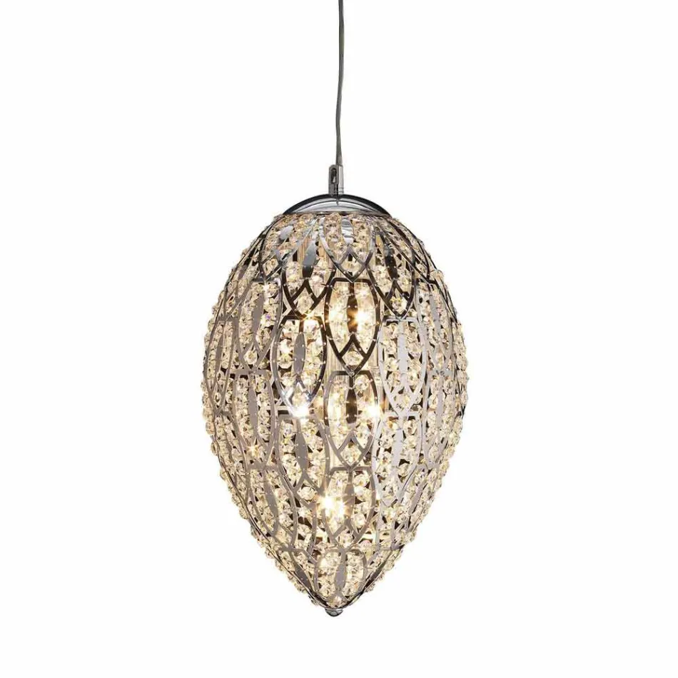 مصباح معلق من الزجاج والفولاذ على شكل بيضة بيضة Viadurini