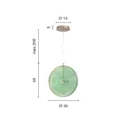 مصباح معلق من المعدن والزجاج مزين بخطوط متحدة المركز - هاكبيري Viadurini