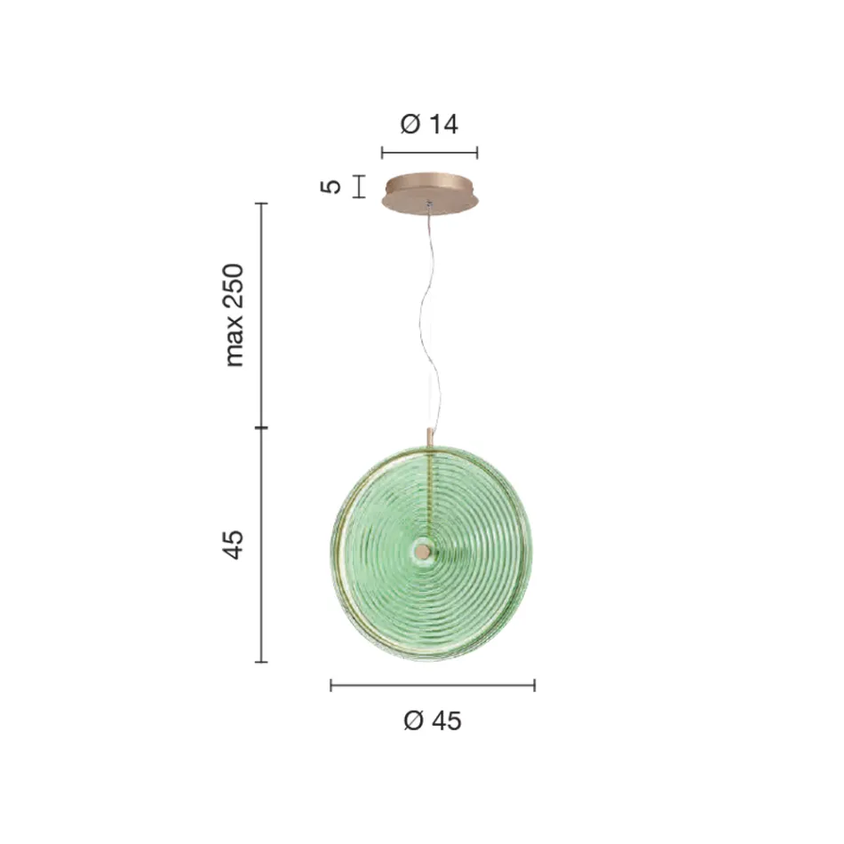 مصباح معلق من المعدن والزجاج مزين بخطوط متحدة المركز - هاكبيري Viadurini