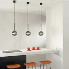 مصباح معلق من المعدن المطلي والزجاج المنفوخ - أيلانتو Viadurini