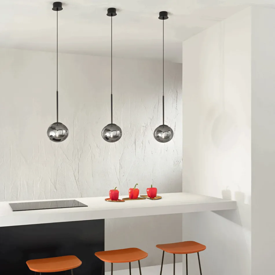 مصباح معلق من المعدن المطلي والزجاج المنفوخ - أيلانتو Viadurini