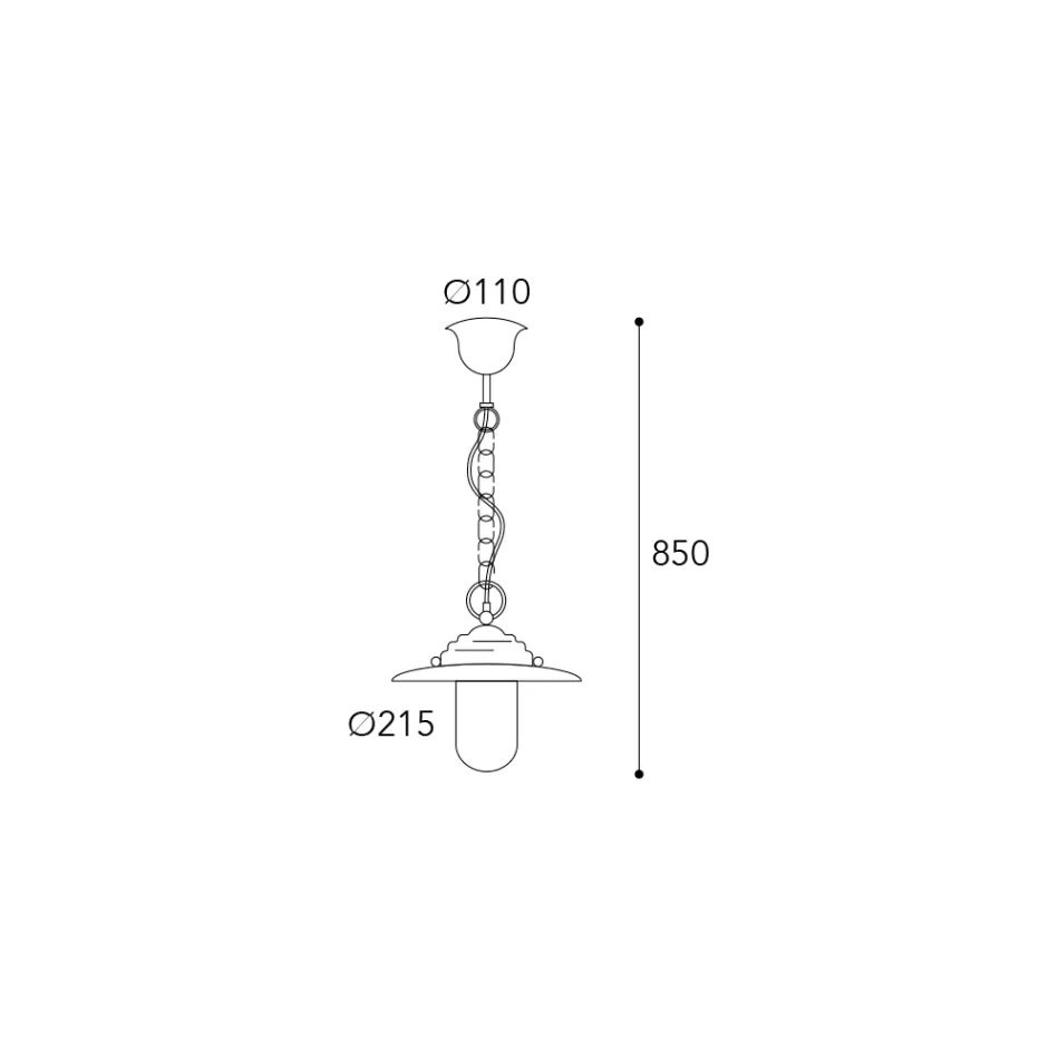 مصباح معلق من النحاس الأصفر والزجاج الشفاف من إلفيكو، حاصل على تصنيف IP44 Viadurini