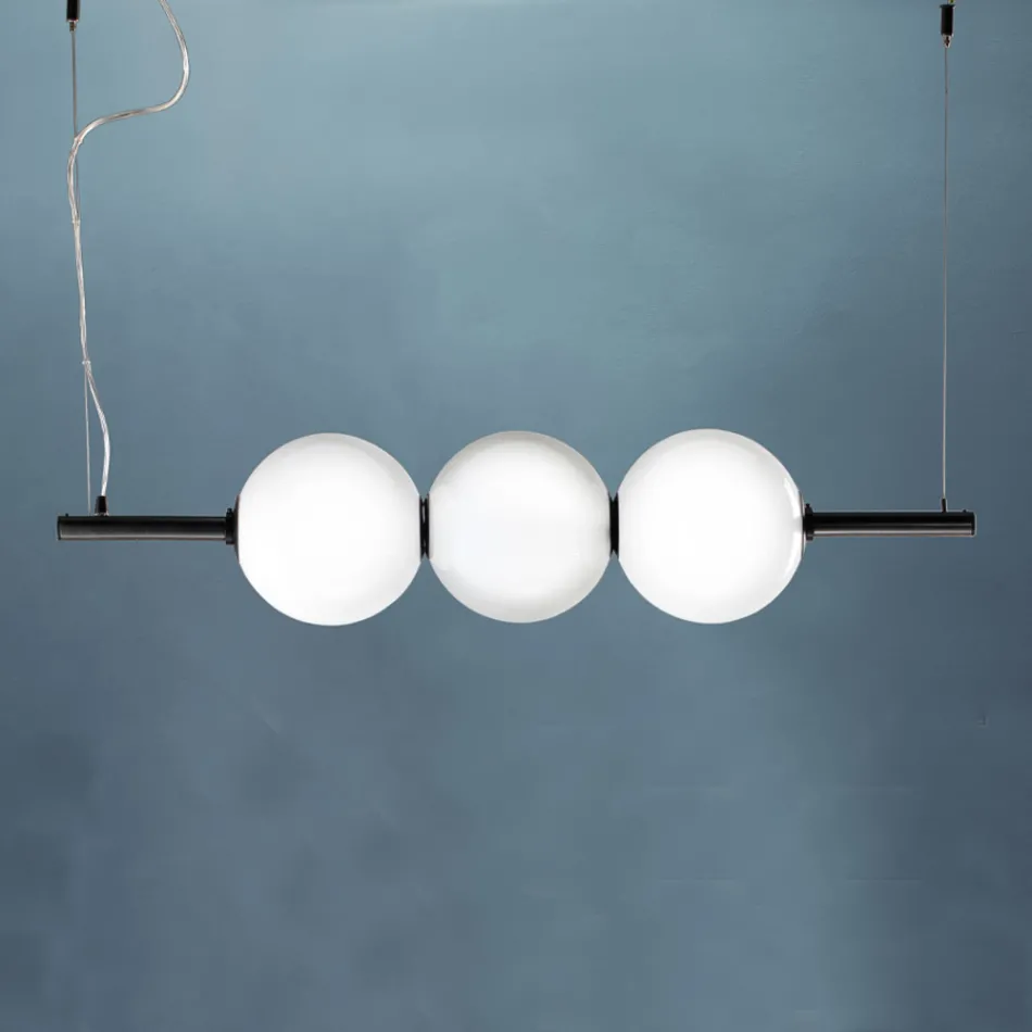 مصباح معلق من زجاج البندقية المنفوخ يدويًا بطول 95 سم - جوبيتر Viadurini