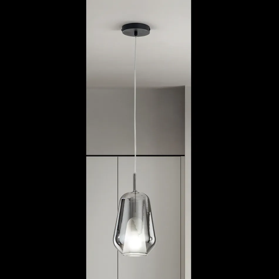 مصباح معلق من الزجاج والأسلاك الشفافة صنع في إيطاليا - تريلي Viadurini