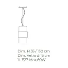 مصباح معلق من الزجاج المنفوخ يدويًا في البندقية 15 سم - ساتومي Viadurini