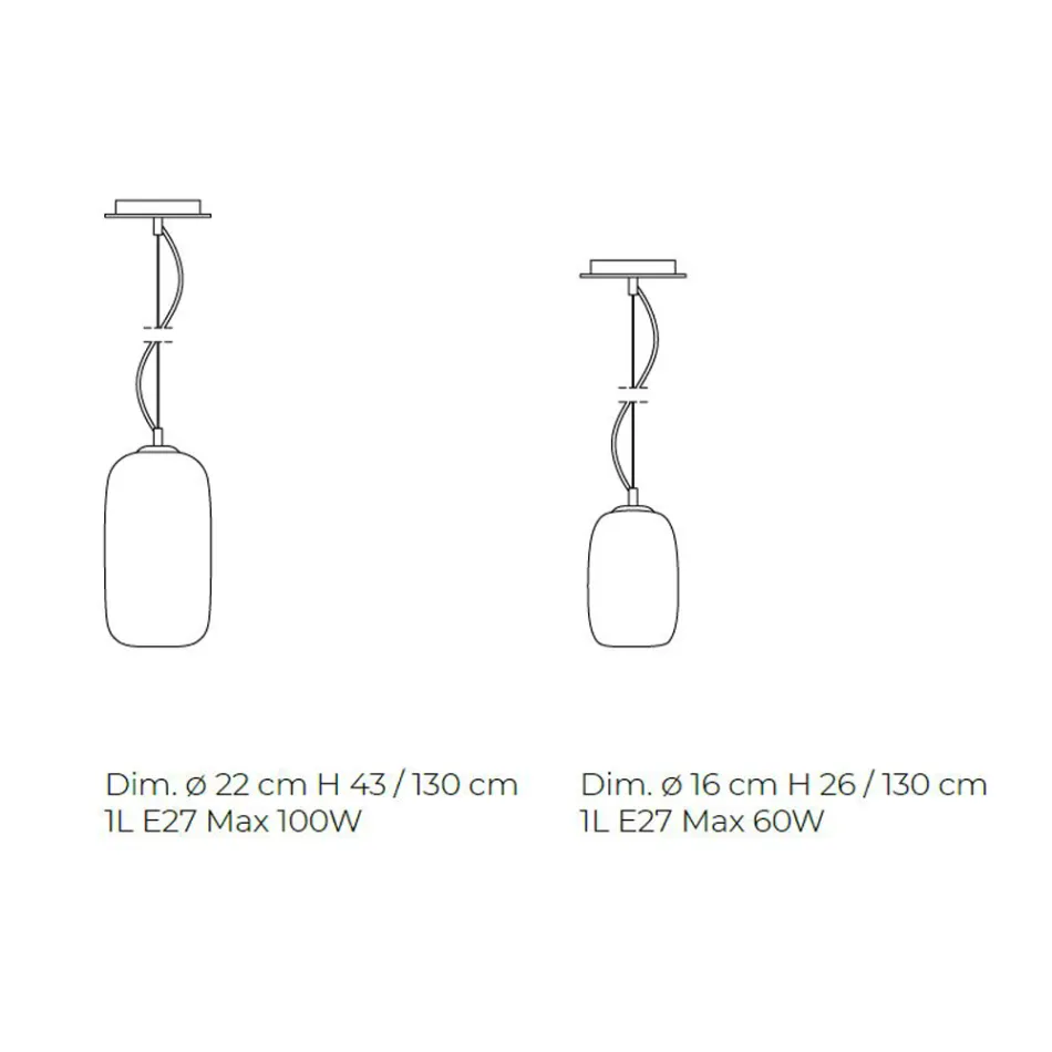 مصباح معلق من الزجاج المنفوخ يدويًا، صنع في البندقية - من الخيزران Viadurini