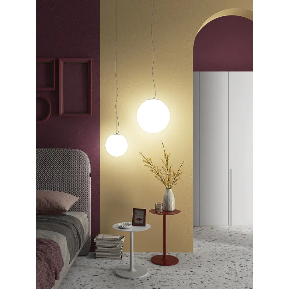 مصباح معلق من الزجاج الفينيسي الأبيض المنفوخ يدويًا - القمر Viadurini