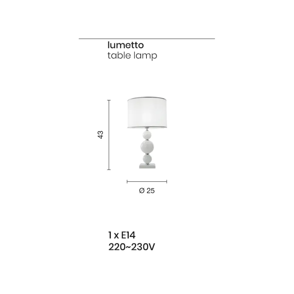 مصباح دعم كلاسيكي مصنوع من الزجاج والمعدن الإيطاليين - ميموري Viadurini