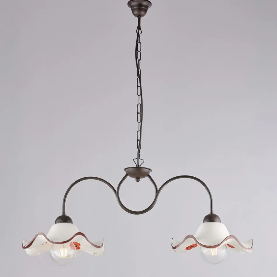 مصباح مصنوع يدويًا من الزجاج والمعدن، صنع في إيطاليا، مناسب لغرفة المعيشة وغرفة النوم - ميروب Viadurini