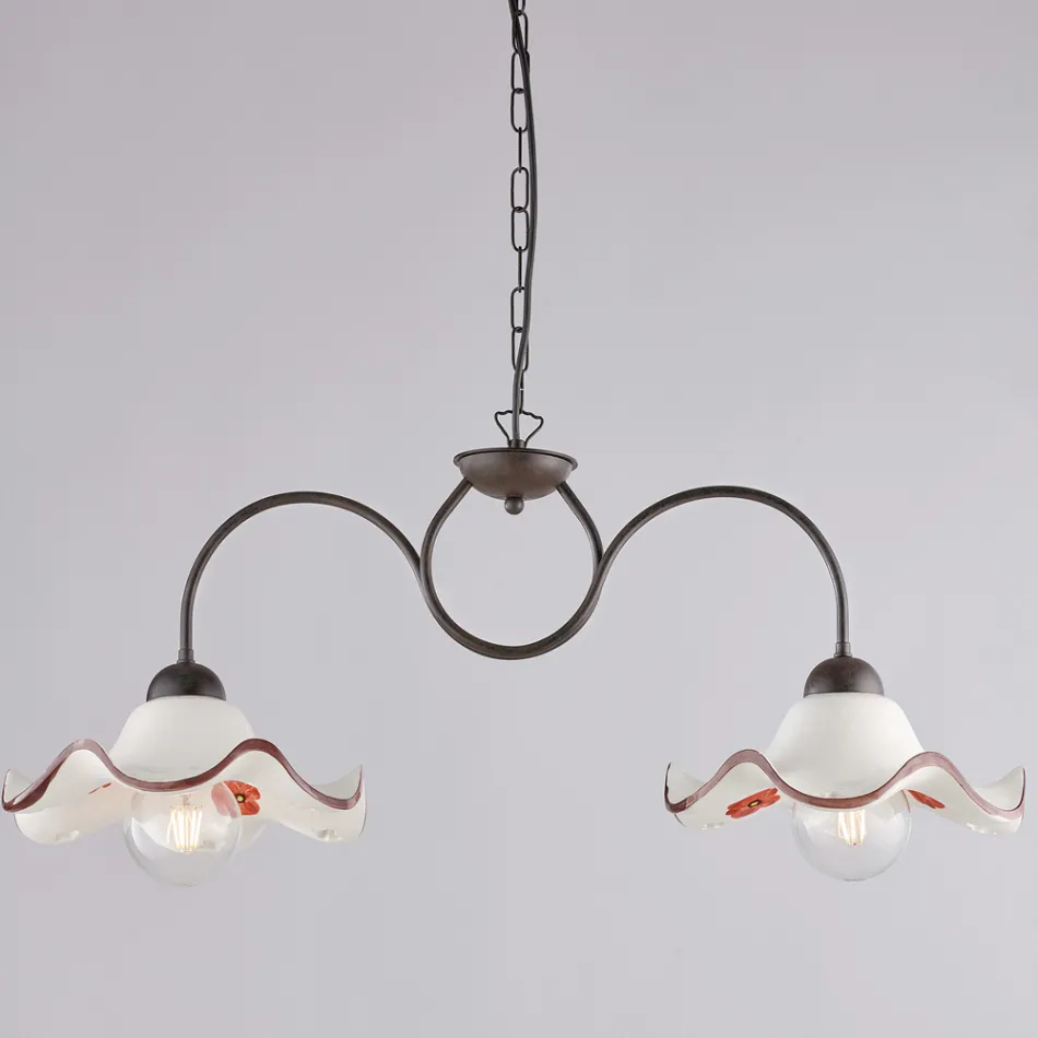 مصباح مصنوع يدويًا من الزجاج والمعدن، صنع في إيطاليا، مناسب لغرفة المعيشة وغرفة النوم - ميروب Viadurini