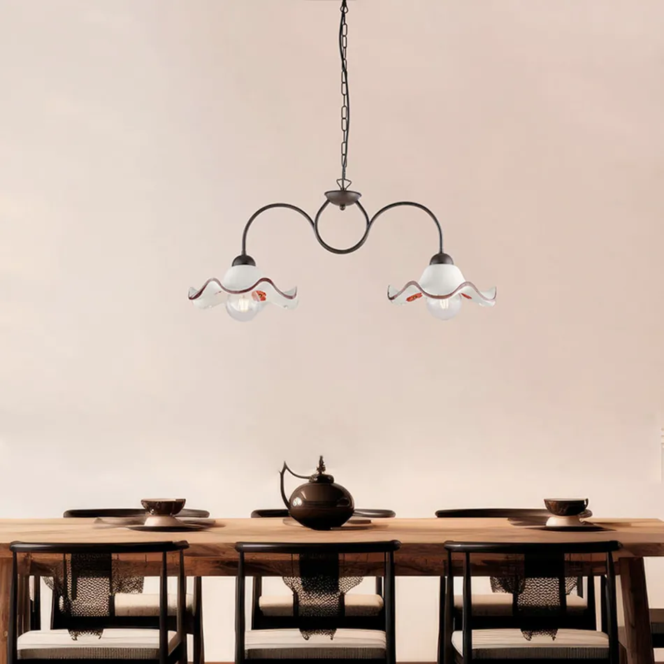 مصباح مصنوع يدويًا من الزجاج والمعدن، صنع في إيطاليا، مناسب لغرفة المعيشة وغرفة النوم - ميروب Viadurini