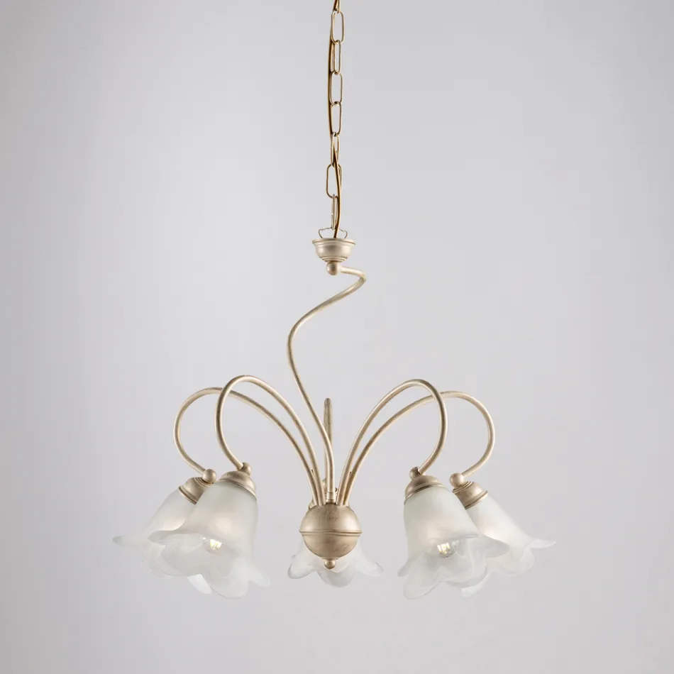 مصباح مصنوع يدويًا من الزجاج والمعدن للمساحات الراقية - كوميتا Viadurini